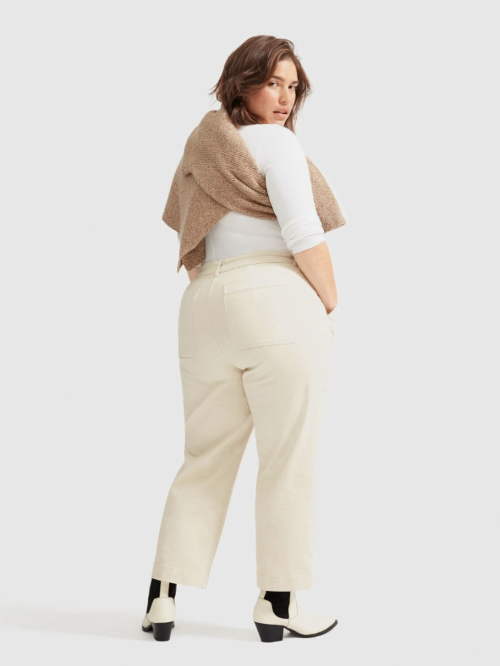 Everlane The Straight Leg Crop Pants Sandstone Beige Women's Size 18 Short, New